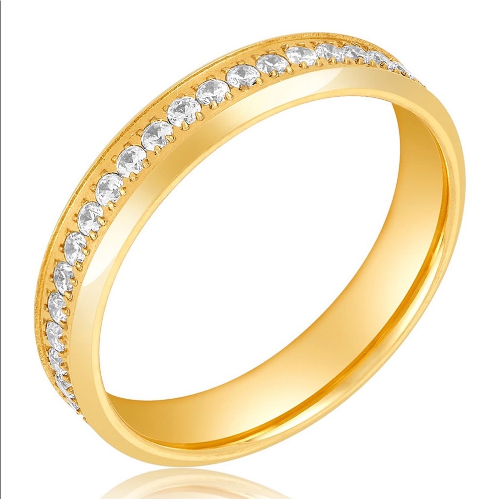 Adornia 14K Pave Yellow Gold Eternity Ring size 10 NWT